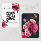 Bold Red Floral QR Code Weddenschap RSVP Plaatskaartje (Voorkant / Achterkant)