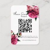 Bold Red Floral QR Code Weddenschap RSVP Plaatskaartje