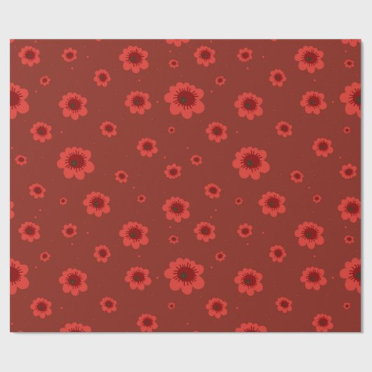 Bold Red Floral Retro Cadeaupapier (Vlak)
