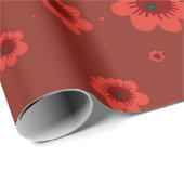 Bold Red Floral Retro Cadeaupapier (Rol Hoek)