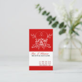 Bold Red Floral Tekening White Lotus Flower Visitekaartje (Staand voorkant)