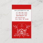 Bold Red Floral Tekening White Lotus Flower Visitekaartje (Achterkant)