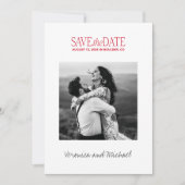 Bold Red Font Modern Photo Save The Date (Voorkant)