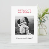 Bold Red Font Modern Photo Save The Date (Staand voorkant)