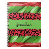 Bold Red & Green Animal Print Personalized Notitieboek (Voorkant)