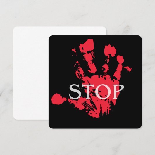 Bold Red Handprint "STOP" Warning Symbol – Activis Kaart (Voorkant / Achterkant)