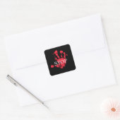 Bold Red Handprint "STOP" Warning Symbol – Activis Vierkante Sticker (Envelop)