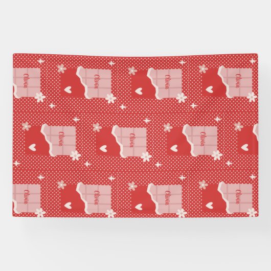 Bold Red Heart Love Design – Perfect voor Custom G Spandoek (Horizontaal)