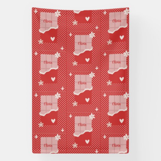 Bold Red Heart Love Design – Perfect voor Custom G Spandoek (Verticaal)