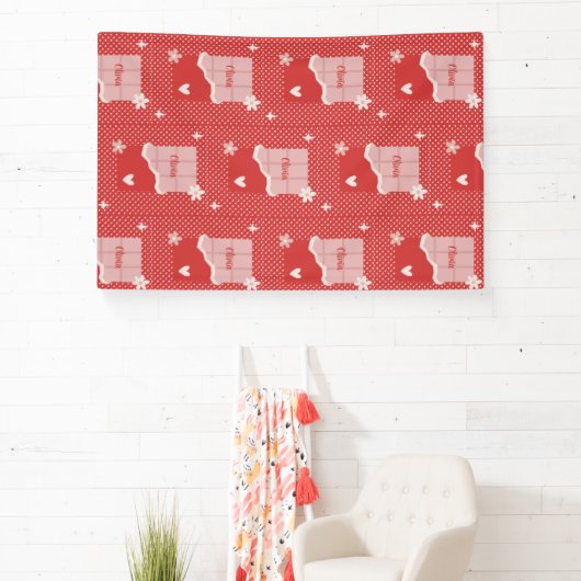 Bold Red Heart Love Design – Perfect voor Custom G Spandoek (Insitu)