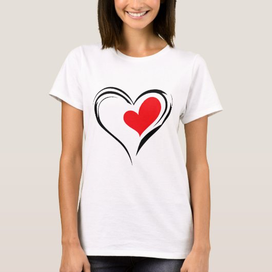 Bold Red Heart – Minimal Romantic Love Design T-shirt (Voorkant)