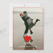 Bold red heart save the date