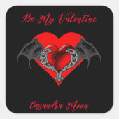 Bold Red Heart Valentijns gepersonaliseerd Vierkante Sticker (Voorkant)