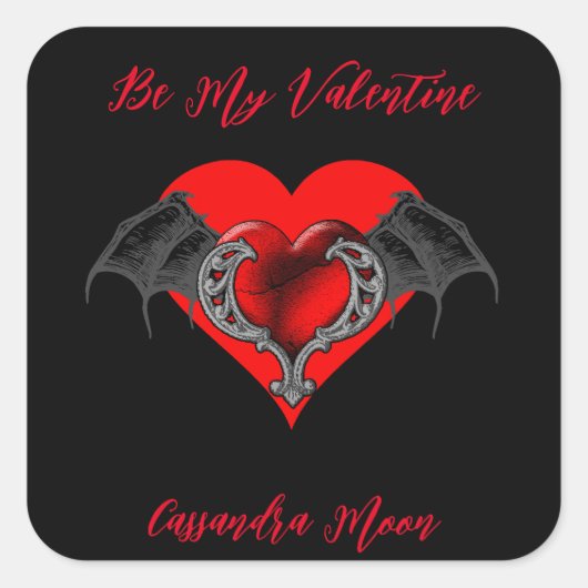 Bold Red Heart Valentijns gepersonaliseerd Vierkante Sticker (Voorkant)