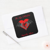 Bold Red Heart Valentijns gepersonaliseerd Vierkante Sticker (Envelop)