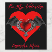 Bold Red Heart Valentijns gepersonaliseerd Wijn Etiket (Enkel label)