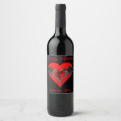Bold Red Heart Valentijns gepersonaliseerd Wijn Etiket (Voorkant)