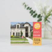 Bold Red Just Sold house vastgoedadvertentie Briefkaart (Staand voorkant)