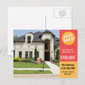 Bold Red Just Sold house vastgoedadvertentie Briefkaart (Voorkant / Achterkant)