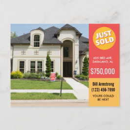 Bold Red Just Sold house vastgoedadvertentie Briefkaart