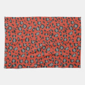 Bold Red Leopard Animal Print Glam 1 Theedoek (Horizontaal)