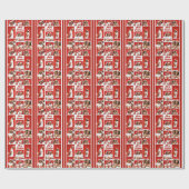 Bold Red Merry Christmas Photo Collage 2025 Cadeaupapier (Vlak)