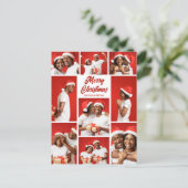 Bold Red Merry Christmas Photo Collage 2025 Feestdagenkaart (Staand voorkant)