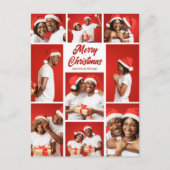 Bold Red Merry Christmas Photo Collage 2025 Feestdagenkaart (Voorkant)