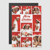Bold Red Merry Christmas Photo Collage Magnet Card (Voorkant / Achterkant)