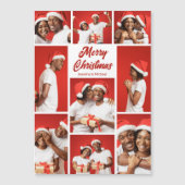 Bold Red Merry Christmas Photo Collage Magnet Card (Voorkant)