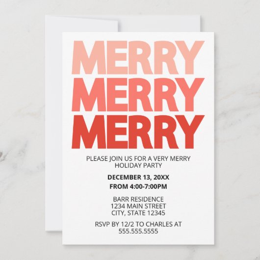 Bold Red Merry Holiday Party uitnodiging (Voorkant)