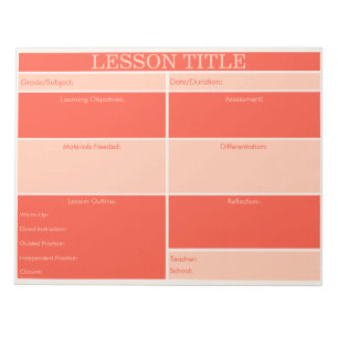Bold Red Peach Retro Lesson Planner voor Docenten Notitieblok