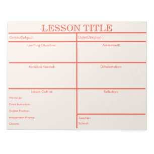 Bold Red Peach Retro Lesson Planner voor Docenten Notitieblok