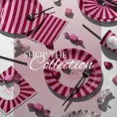 Bold red pink stripe Christmas Party sticker