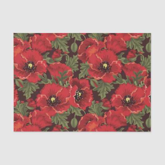 BOLD Red Poppies en Ladybug Modern Floral Pattern Tissuepapier (Voorkant)