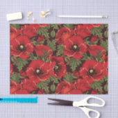 BOLD Red Poppies en Ladybug Modern Floral Pattern Tissuepapier (Craft)