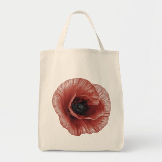 Bold Red Poppy Botanical Art Design Tote Bag (Voorkant)