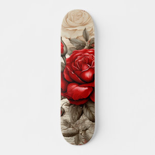 Bold Red Rose Decoupage Geïnspireerde collage Persoonlijk Skateboard