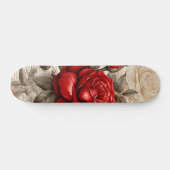 Bold Red  Rose Decoupage Inspired Collage Persoonlijk Skateboard (Horizontaal)