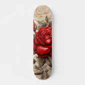 Bold Red  Rose Decoupage Inspired Collage Persoonlijk Skateboard (Voorkant)