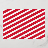 Bold Red Rose Gold geperst met kerststrip Foto Folie Feestdagenkaart (Achterkant)