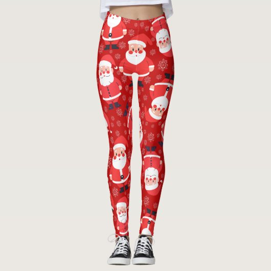 Bold Red Santa Claus Novelty Party Leggings (Voorkant)