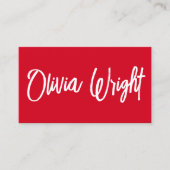 Bold Red Signature Script Typografie Visitekaartje (Voorkant)