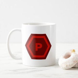 Bold Red Single Letter Monogram in Hexagons Koffiemok