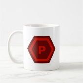 Bold Red Single Letter Monogram in Hexagons Koffiemok (Links)