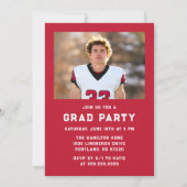 Bold Red Stripes Athletic Photo Graduation Party Kaart (Achterkant)