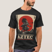 Bold Red Sun Aztec Warrior Cultural Design T-shirt (Voorkant)