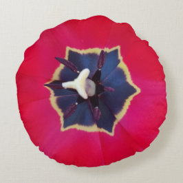 Bold Red Tulp Flower Macro Natuur Rond Kussen