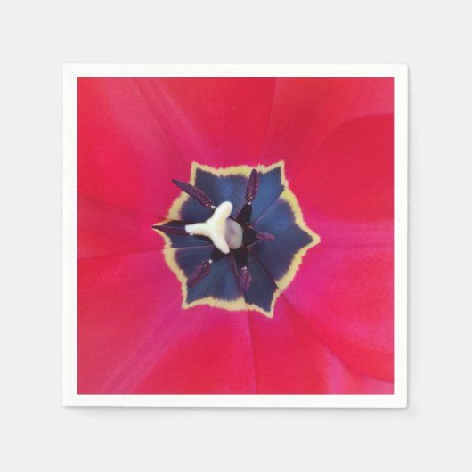 Bold Red Tulp Flower Macro Natuur Servet (Voorkant)