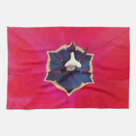 Bold Red Tulp Flower Macro Natuur Theedoek